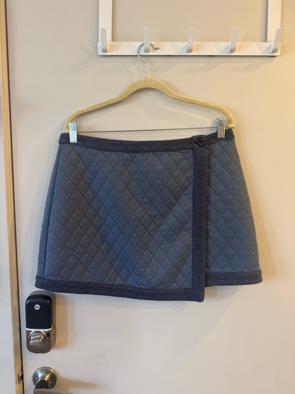 Sundance Quilted Gray-Blue Wrap Mini Skirt